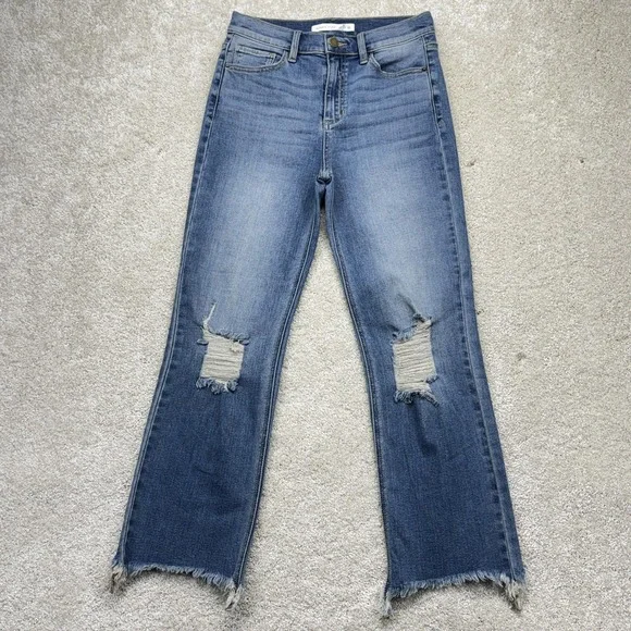 Altar'd State Jeans Womens 26 Blue High Rise Distressed Straight Raw Hem Denim - Picture 1 of 11